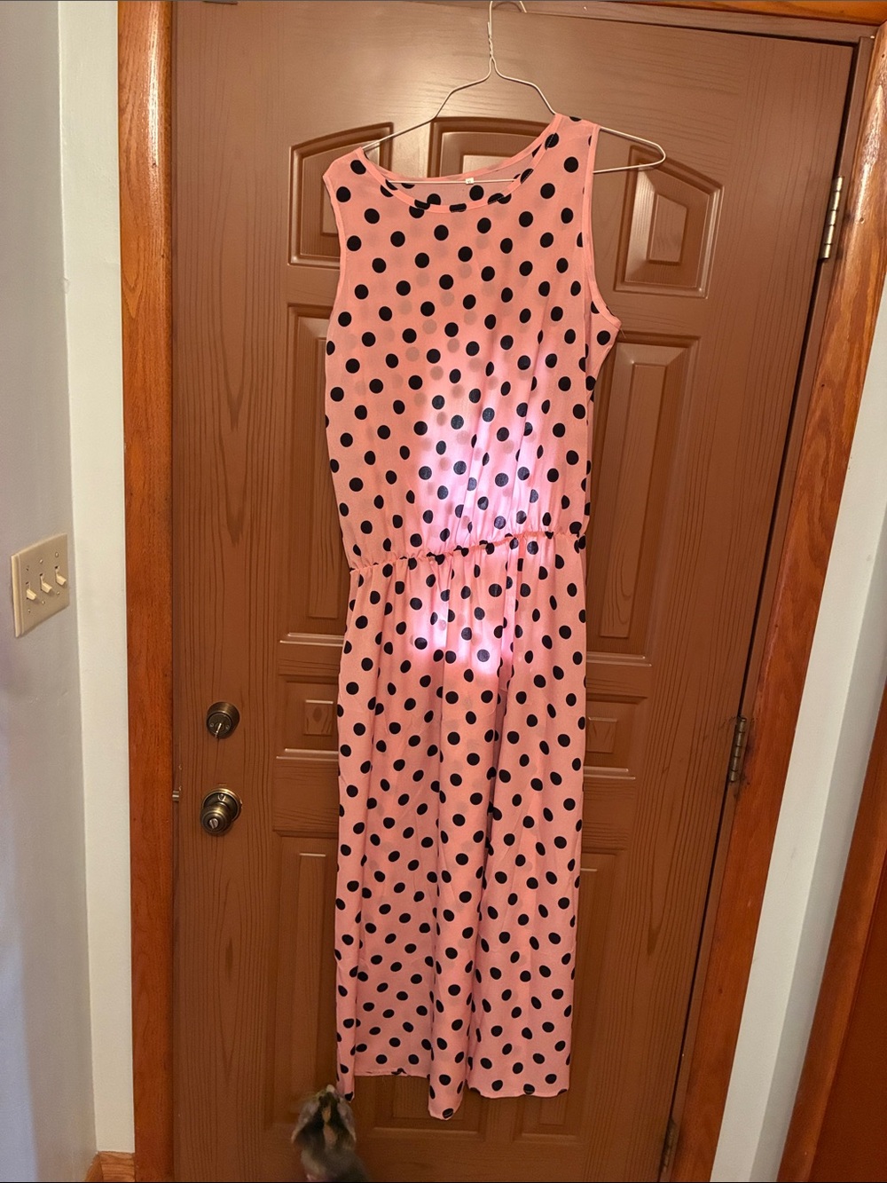 Polka Dot Maxi Dress - Pink with Black Dots